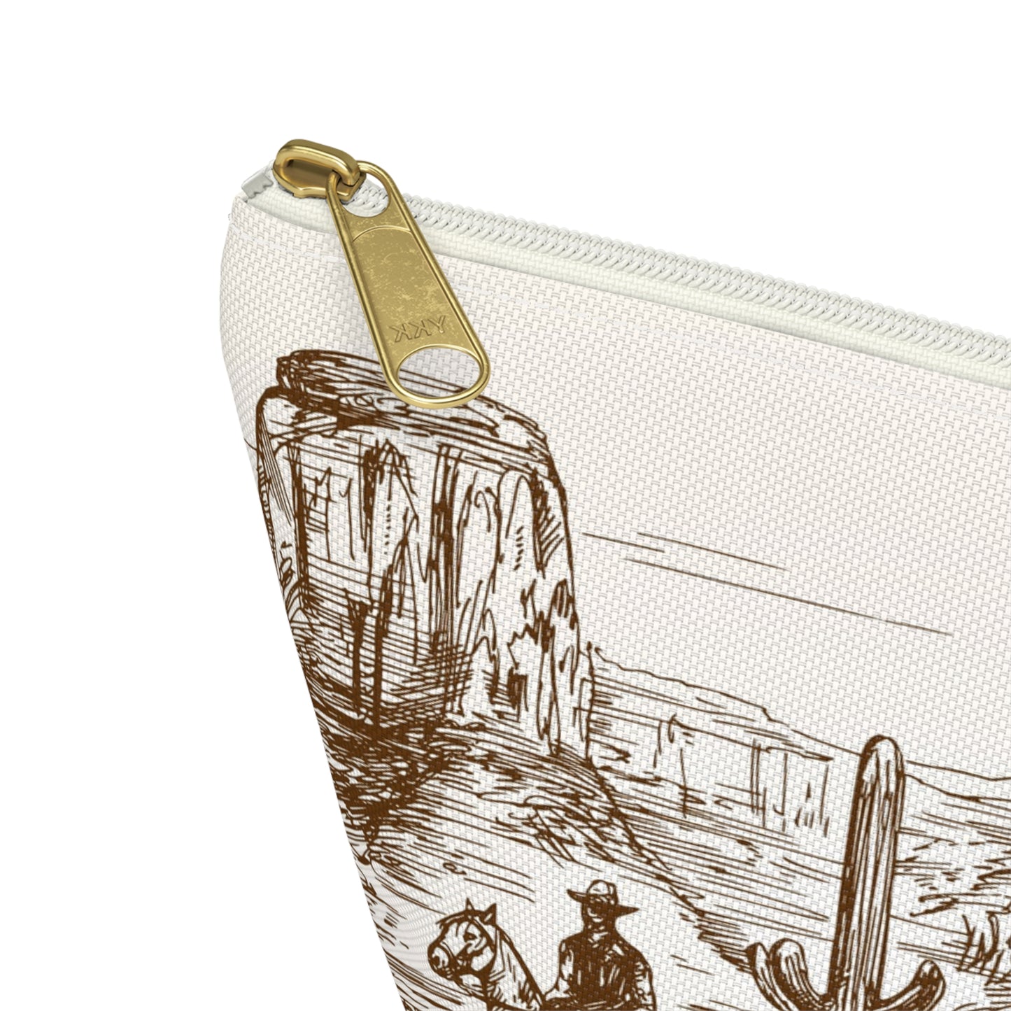 Western Cowboy Desert Accessory Pouch – Illustrated Ranch Scene T‑Bottom Makeup Bag