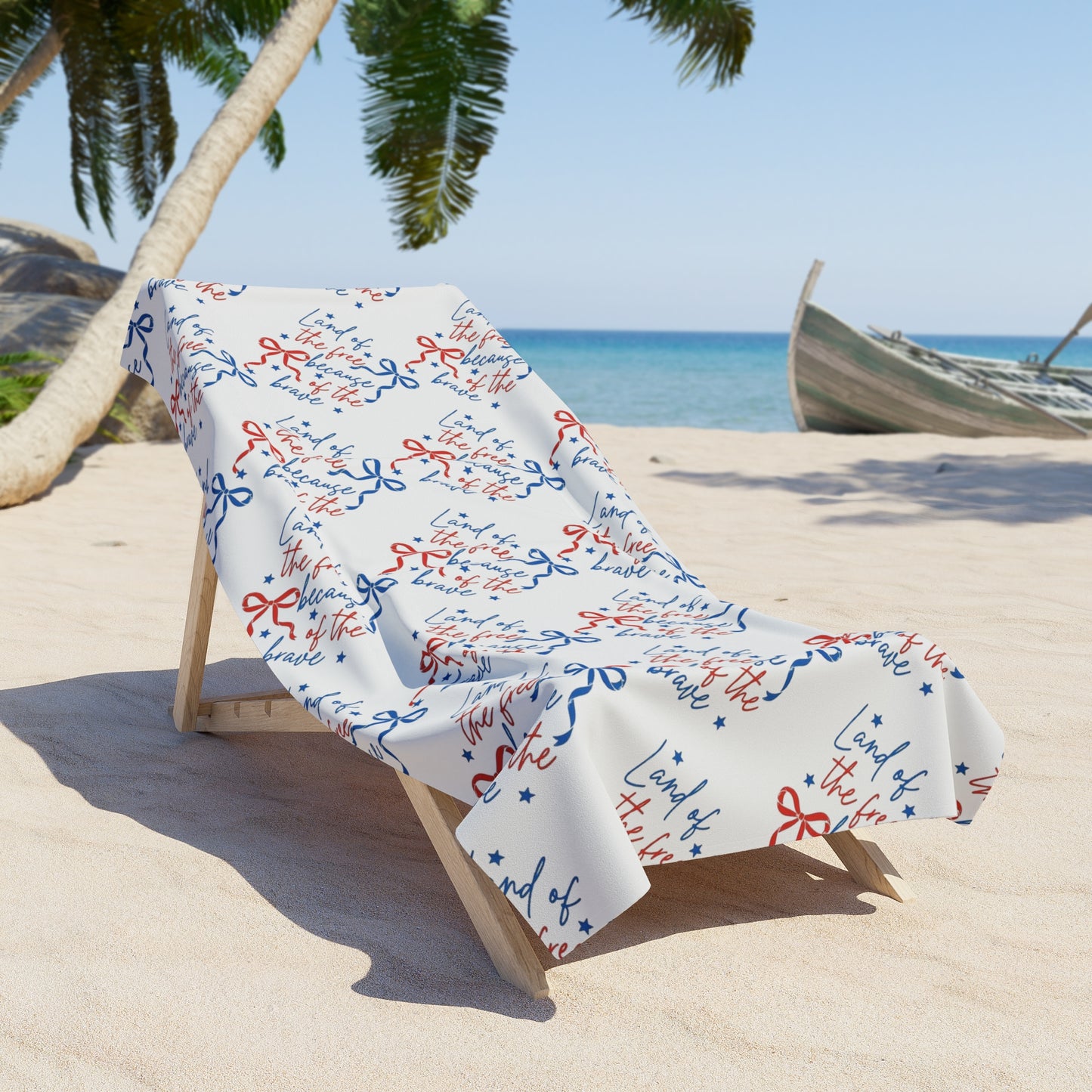Nautical Red & Blue Pattern Beach Towel