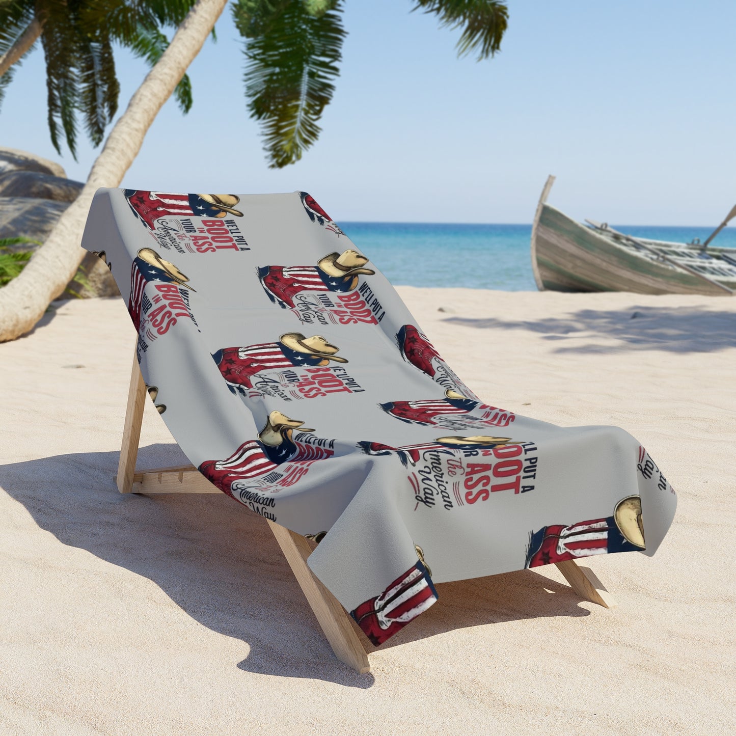 American Cowboy Boot Graphic Beach Towel
