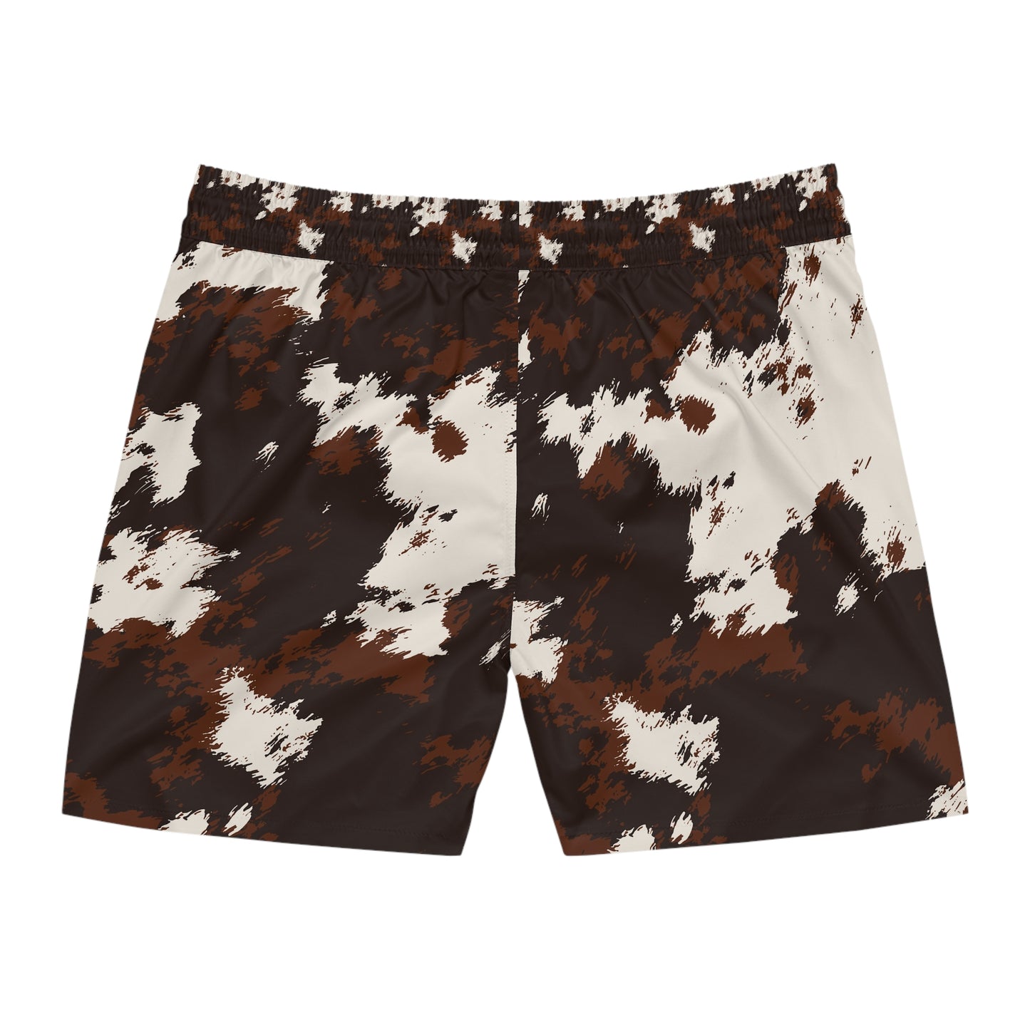 Brown White Cowhide Print Swim Trunks
