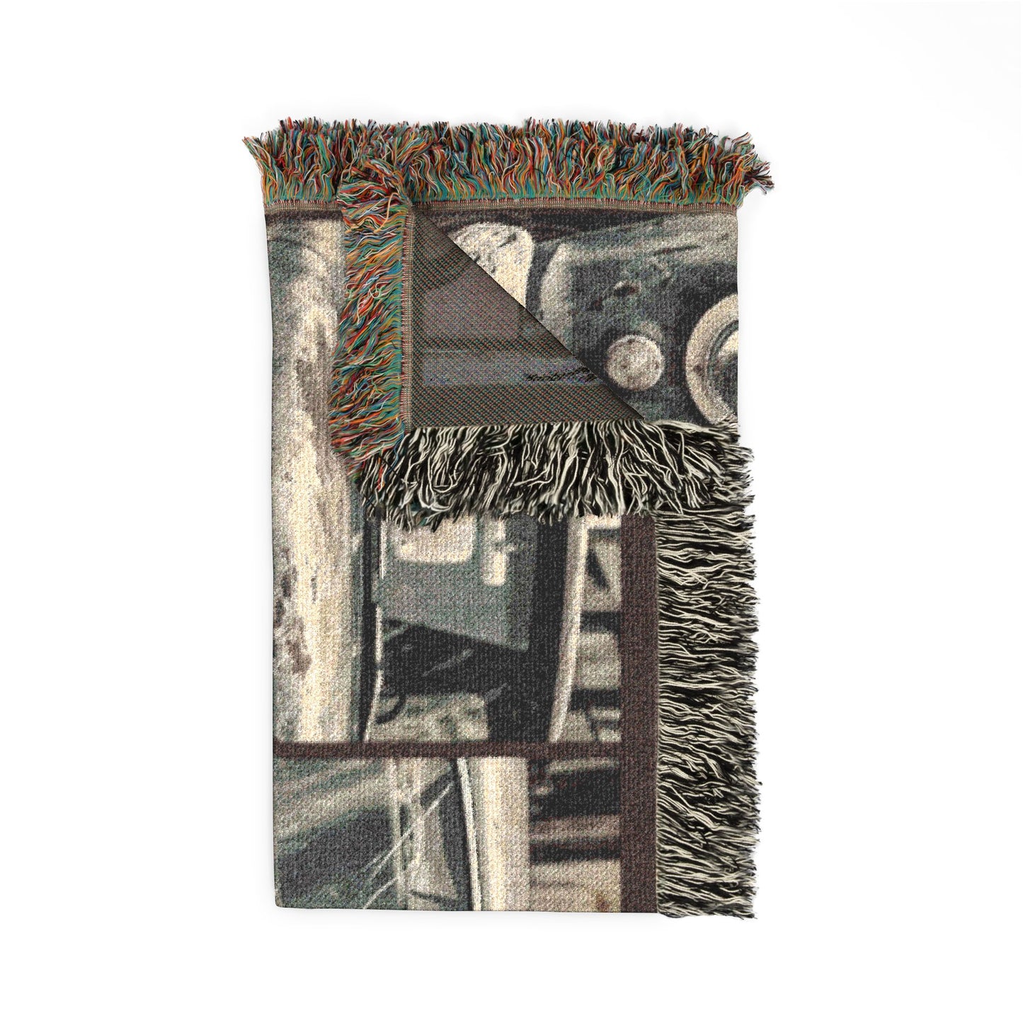 Vintage Trucks Woven Blanket — Retro Antique Pickup Throw for Car Lovers