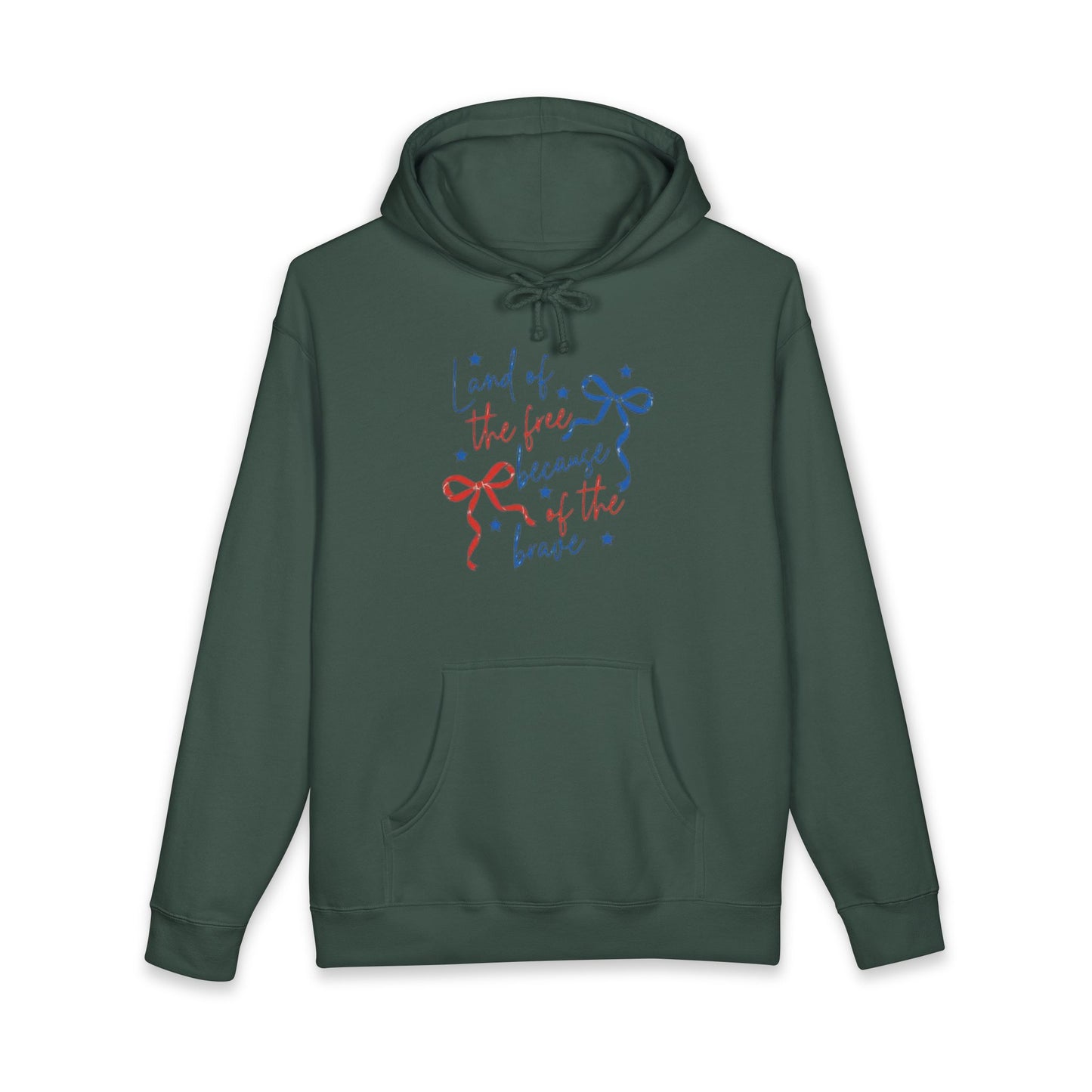 Hoodie — "Land of the Free Because of the Brave" Patriotic Ribbon Pullover