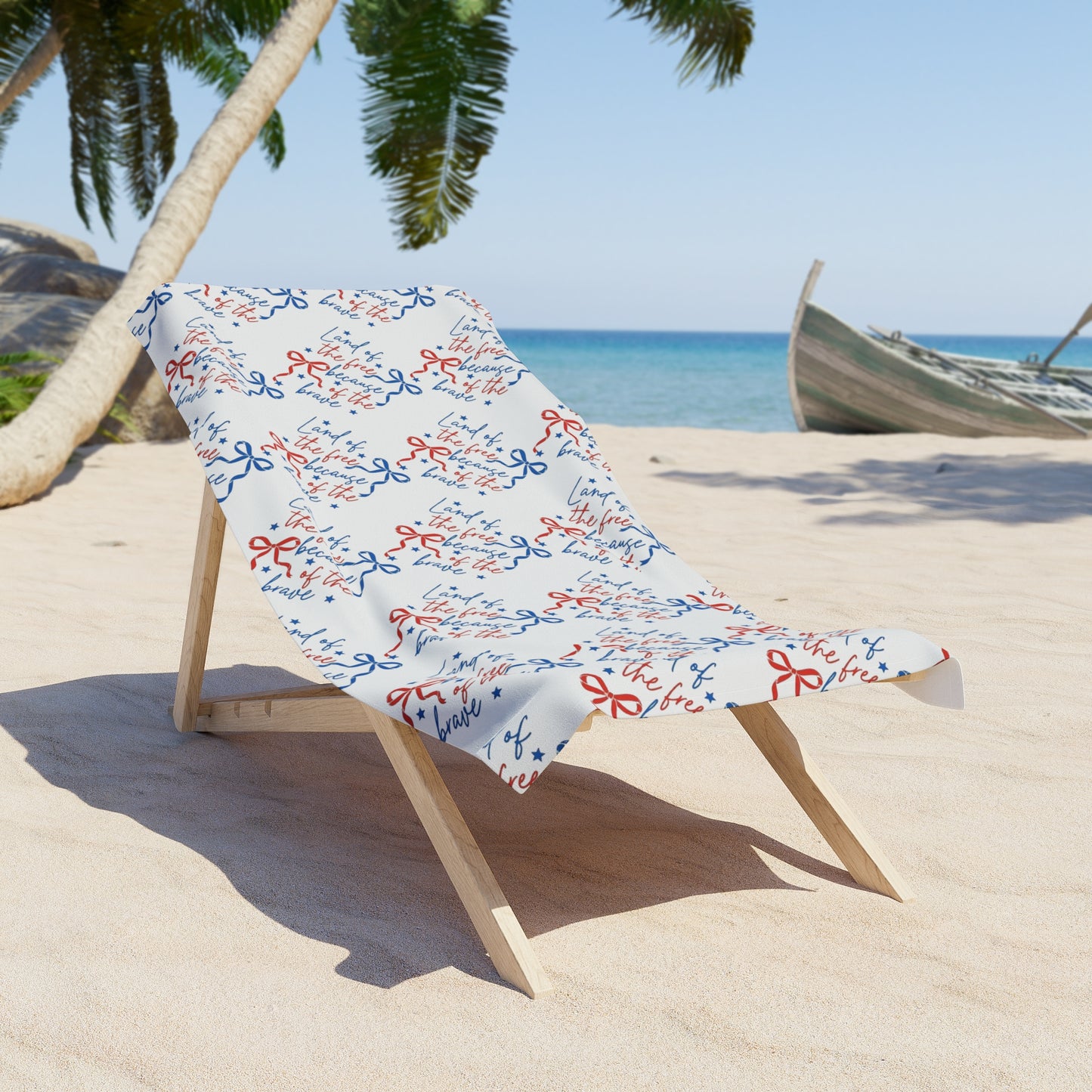 Nautical Red & Blue Pattern Beach Towel