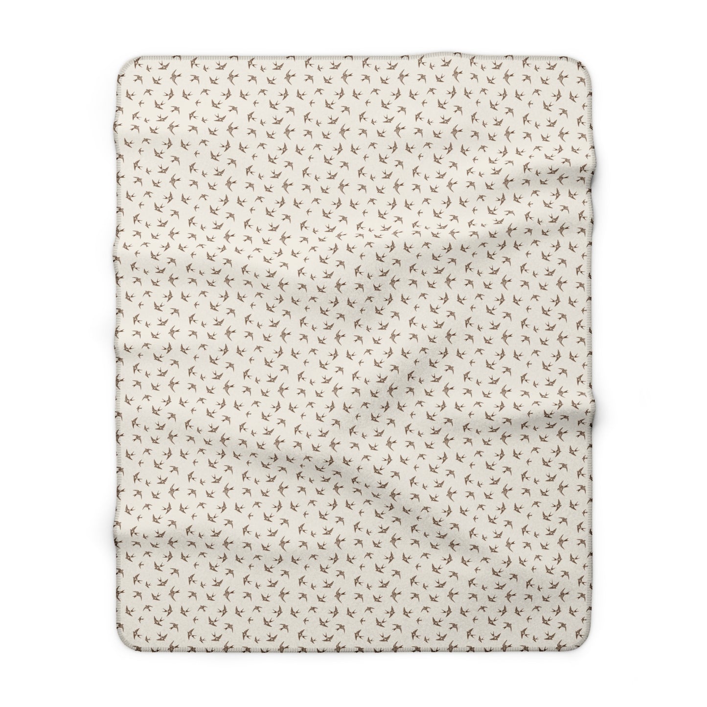 Sherpa Blanket Neutral Bird Print Fleece Throw