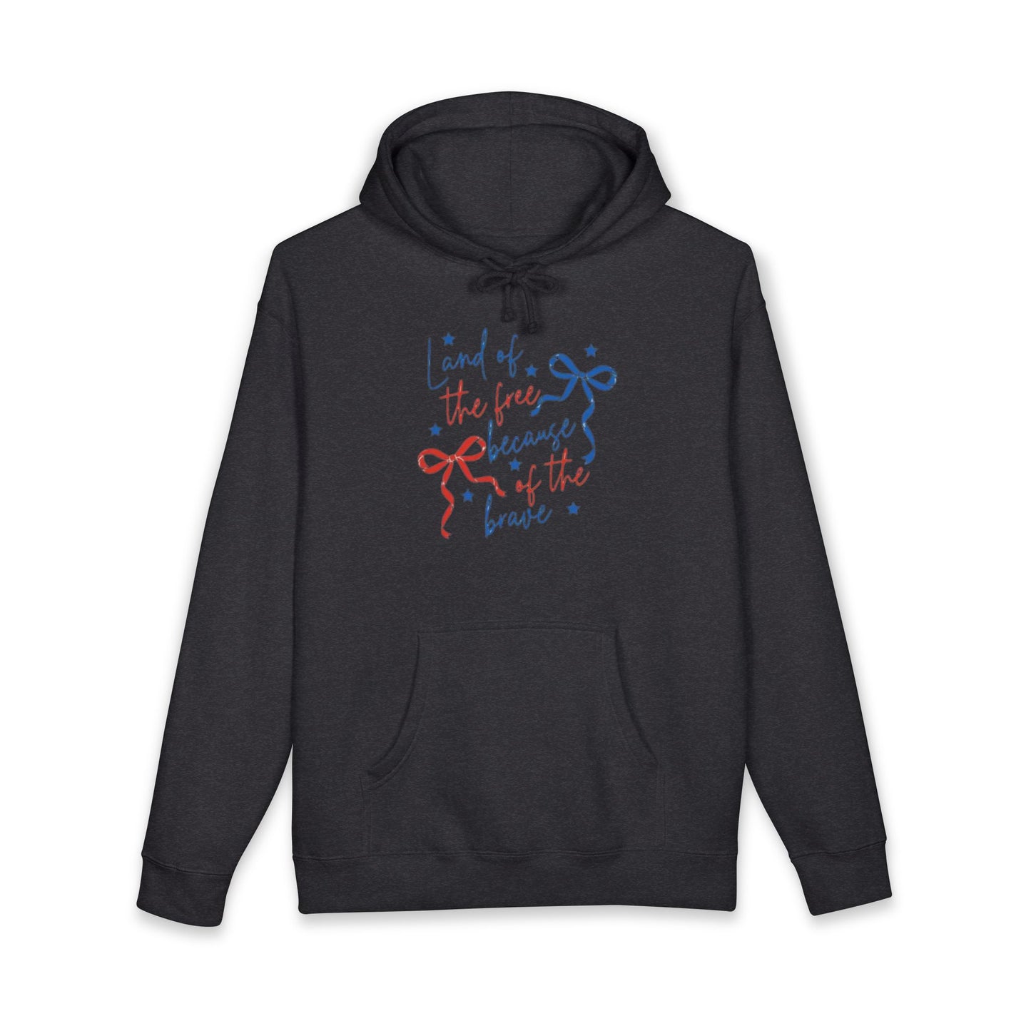 Hoodie — "Land of the Free Because of the Brave" Patriotic Ribbon Pullover