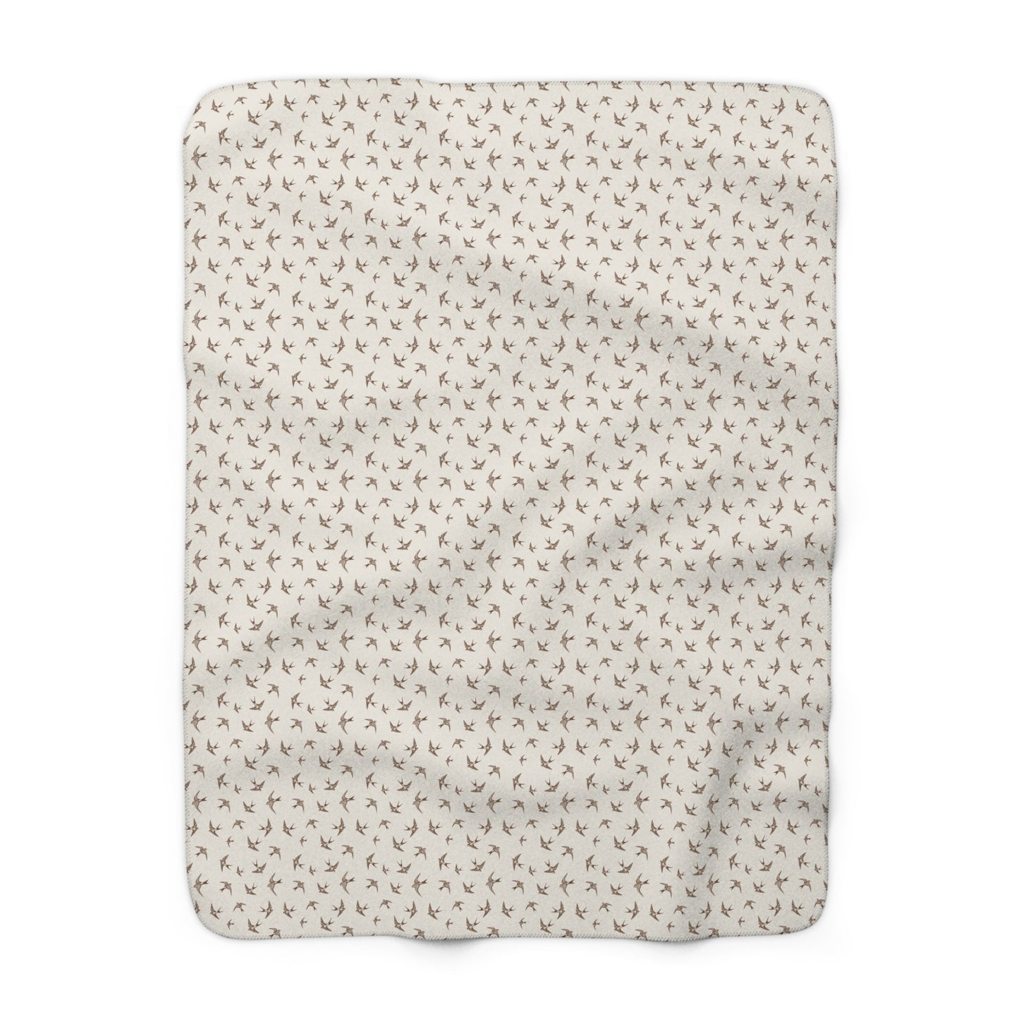 Sherpa Blanket Neutral Bird Print Fleece Throw