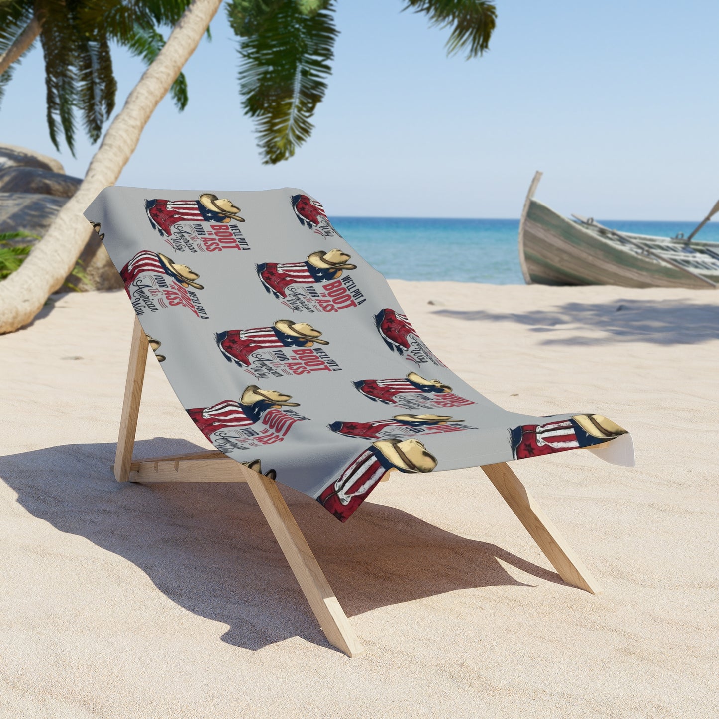 American Cowboy Boot Graphic Beach Towel