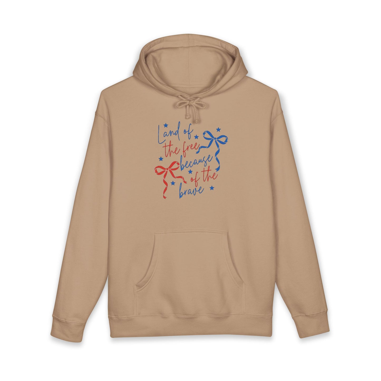 Hoodie — "Land of the Free Because of the Brave" Patriotic Ribbon Pullover