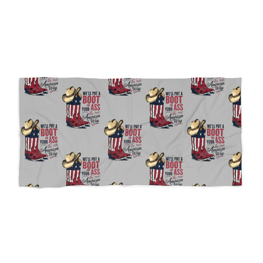 American Cowboy Boot Graphic Beach Towel