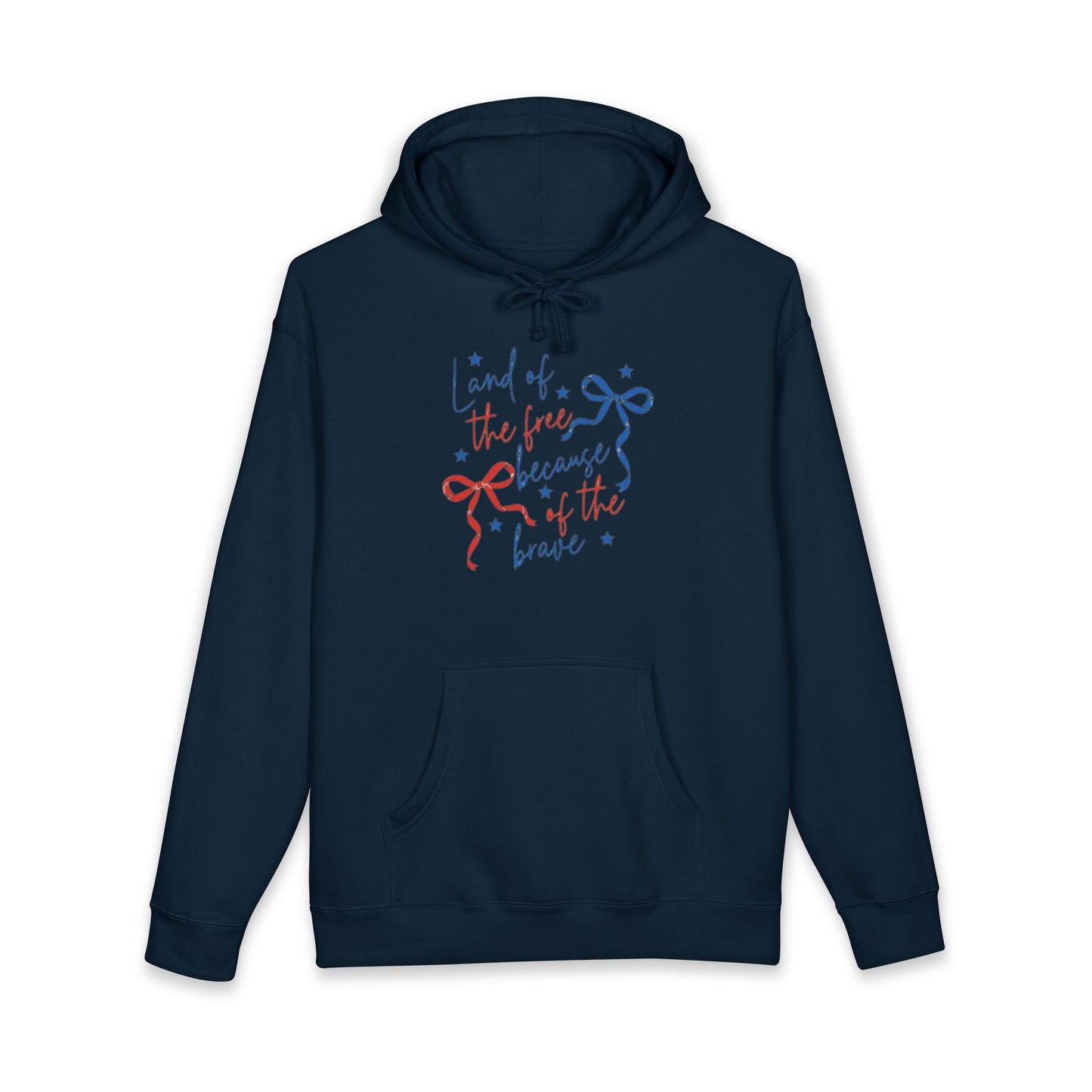 Hoodie — "Land of the Free Because of the Brave" Patriotic Ribbon Pullover