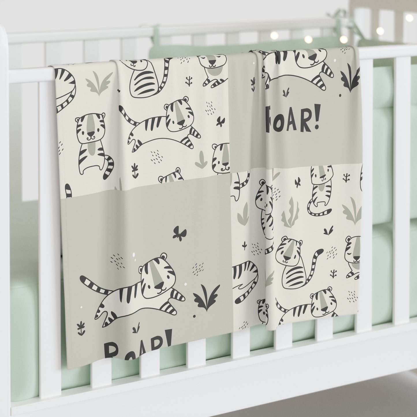 Roar! Tiger Patchwork Baby Swaddle Blanket