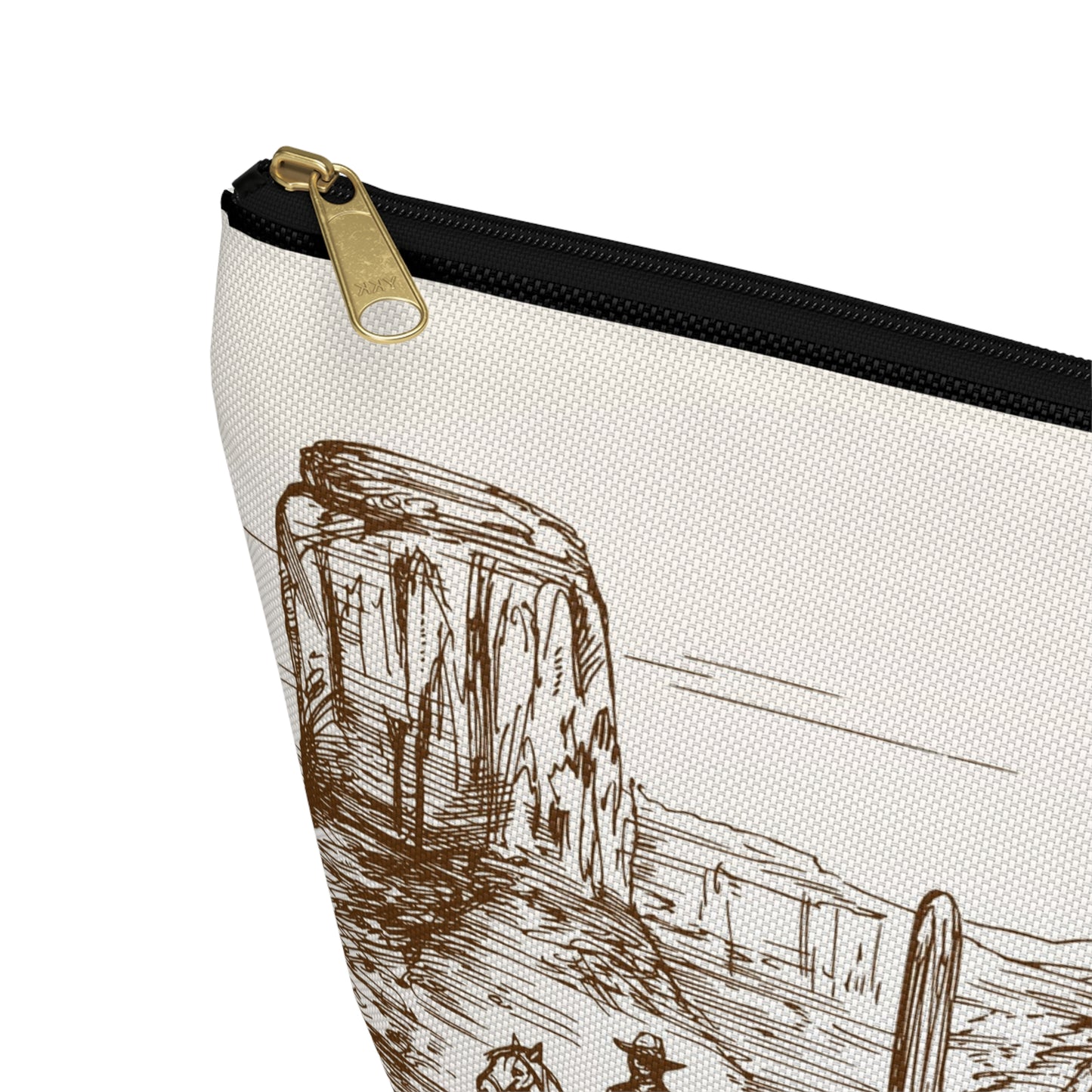 Western Cowboy Desert Accessory Pouch – Illustrated Ranch Scene T‑Bottom Makeup Bag