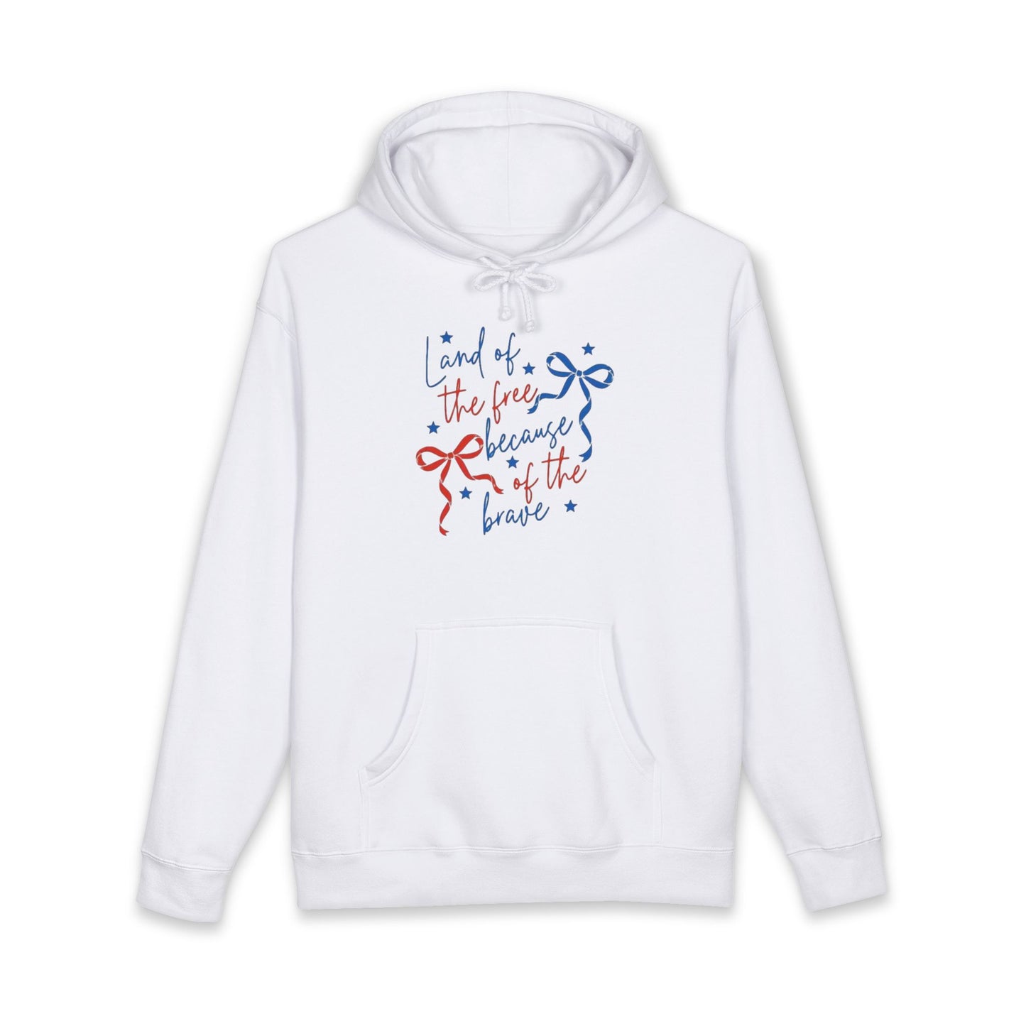 Hoodie — "Land of the Free Because of the Brave" Patriotic Ribbon Pullover