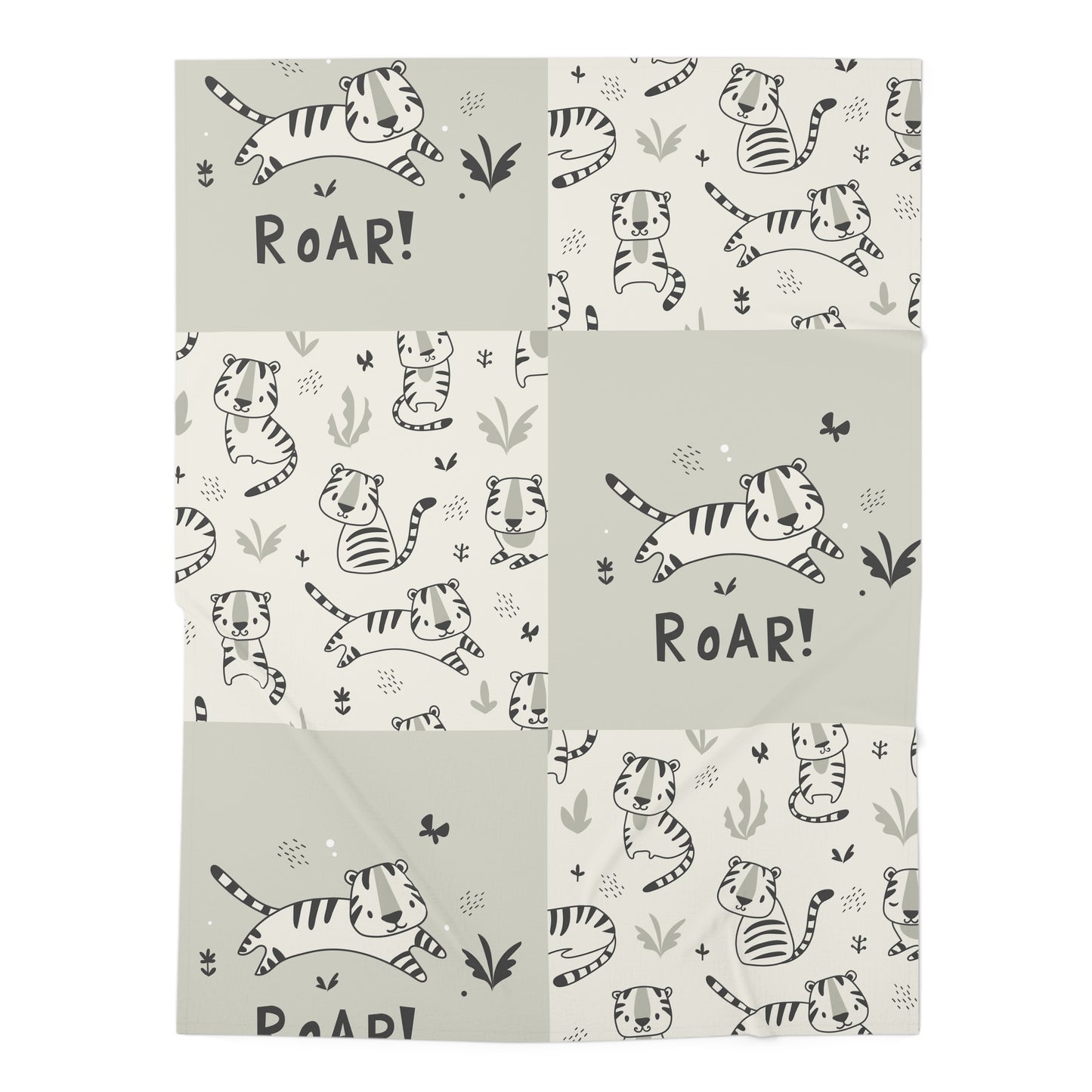 Roar! Tiger Patchwork Baby Swaddle Blanket