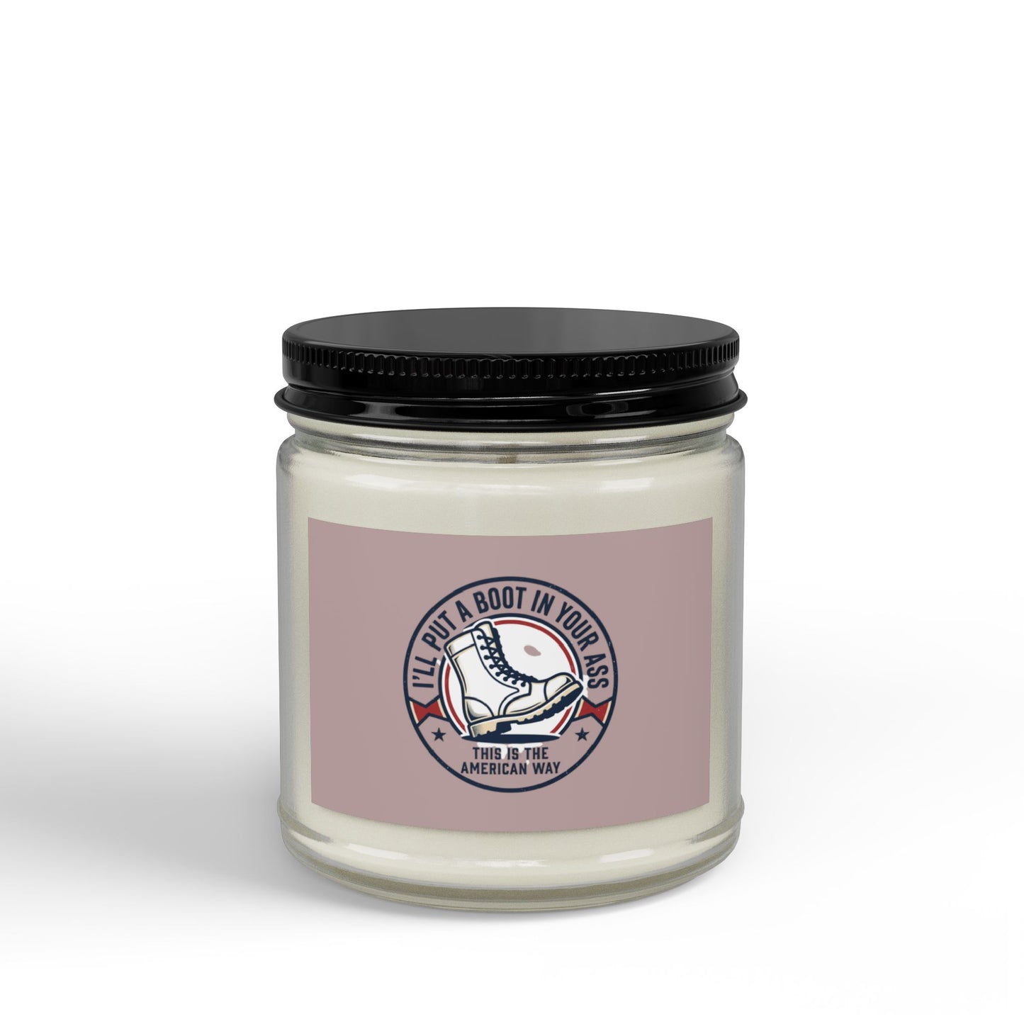 Soy Jar Candle — "Kick a Boot in Your Face" Vintage Americana Scented Candle (4oz & 9oz)